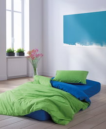 L'essentiel linge de maison Juego de funda de edredón individual Verde y Azul